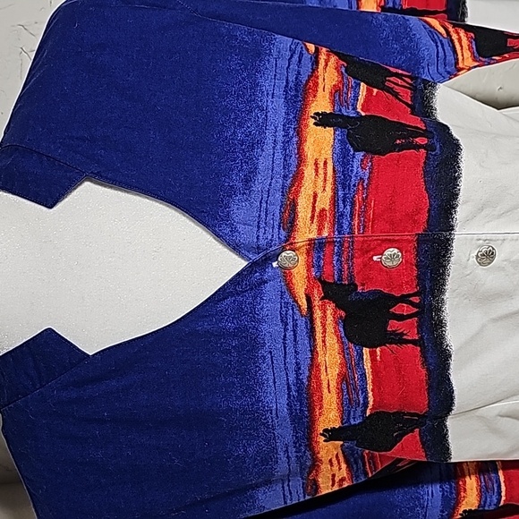 VTG Wrangler Blouse Top Shirt Button Down Longsleeve Horse Sunset Western L - Picture 7 of 16